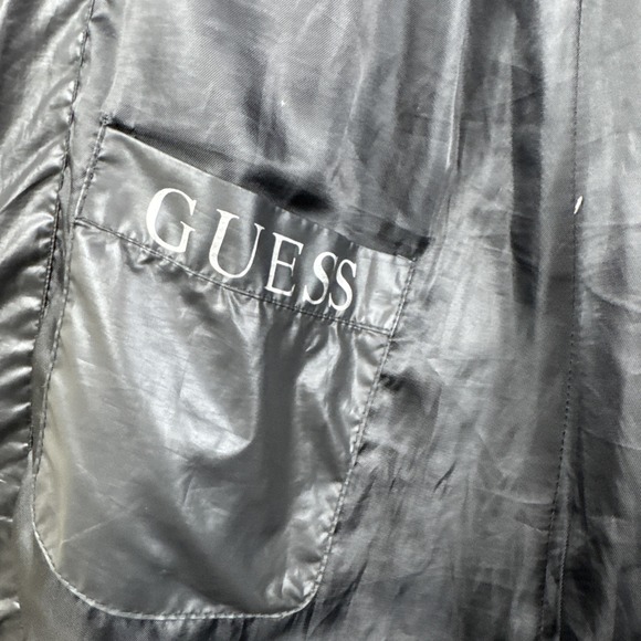 GUESS Los Angeles Puffer Women Doen Coat Jacket S Black Quilted Mid-Length Zip - Picture 8 of 11
